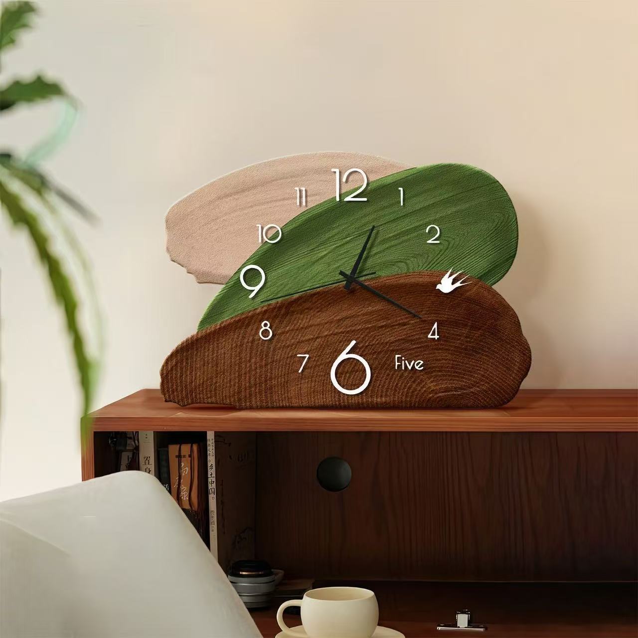 Wall Clock Silent - Retro Green Wall & Table Dual-use