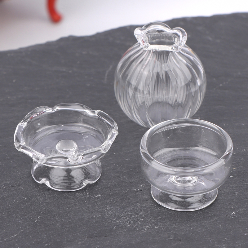 Home Decor Vase - 1:12 Dollhouse Miniature Glass Vase Dessert