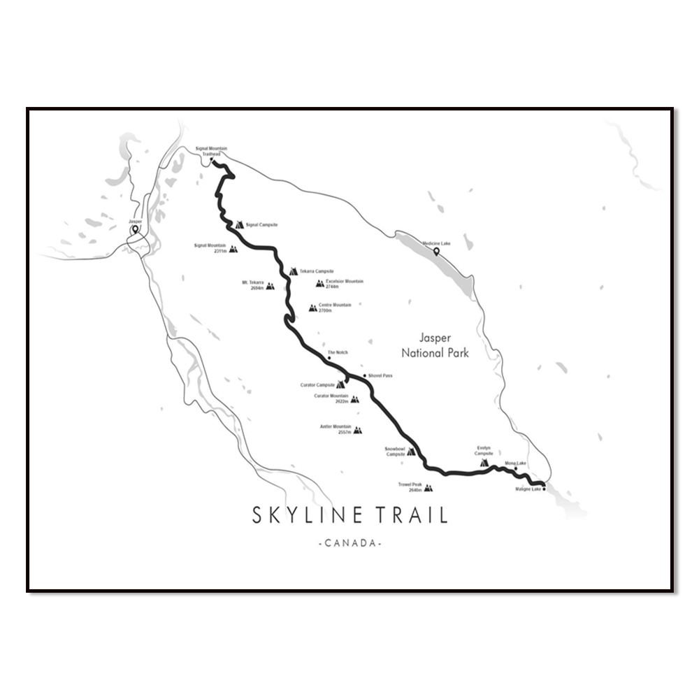 Home Decor Canada - Skyline Trail Map, Canada Hiking Poster