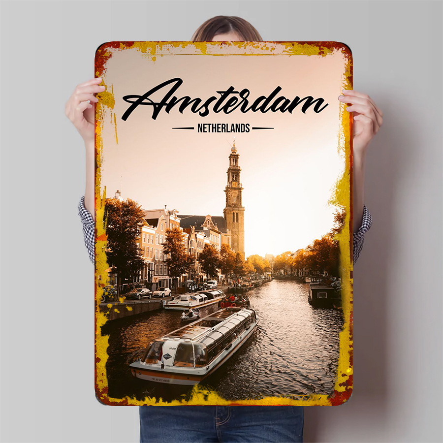 Home Decor Netherlands - Amsterdam Netherlands Scenery Iron Painting Wall