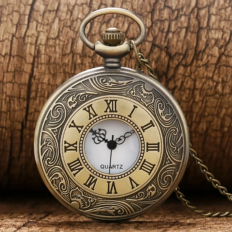 Vintage Alarm Clock - Vintage Bronze Necklace Pendant Quartz Pocket