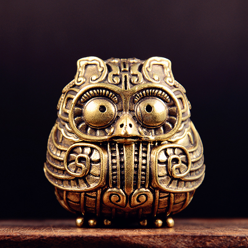 Home Decor Humacao - Antique Brass Cute Owl Small Statue