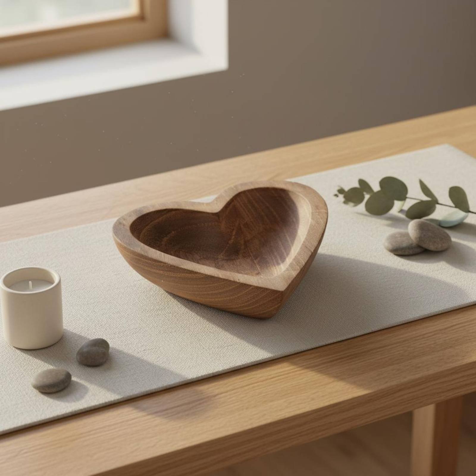 Home Decor Handmade - Heart Shaped Wooden Bowl Handmade Heart