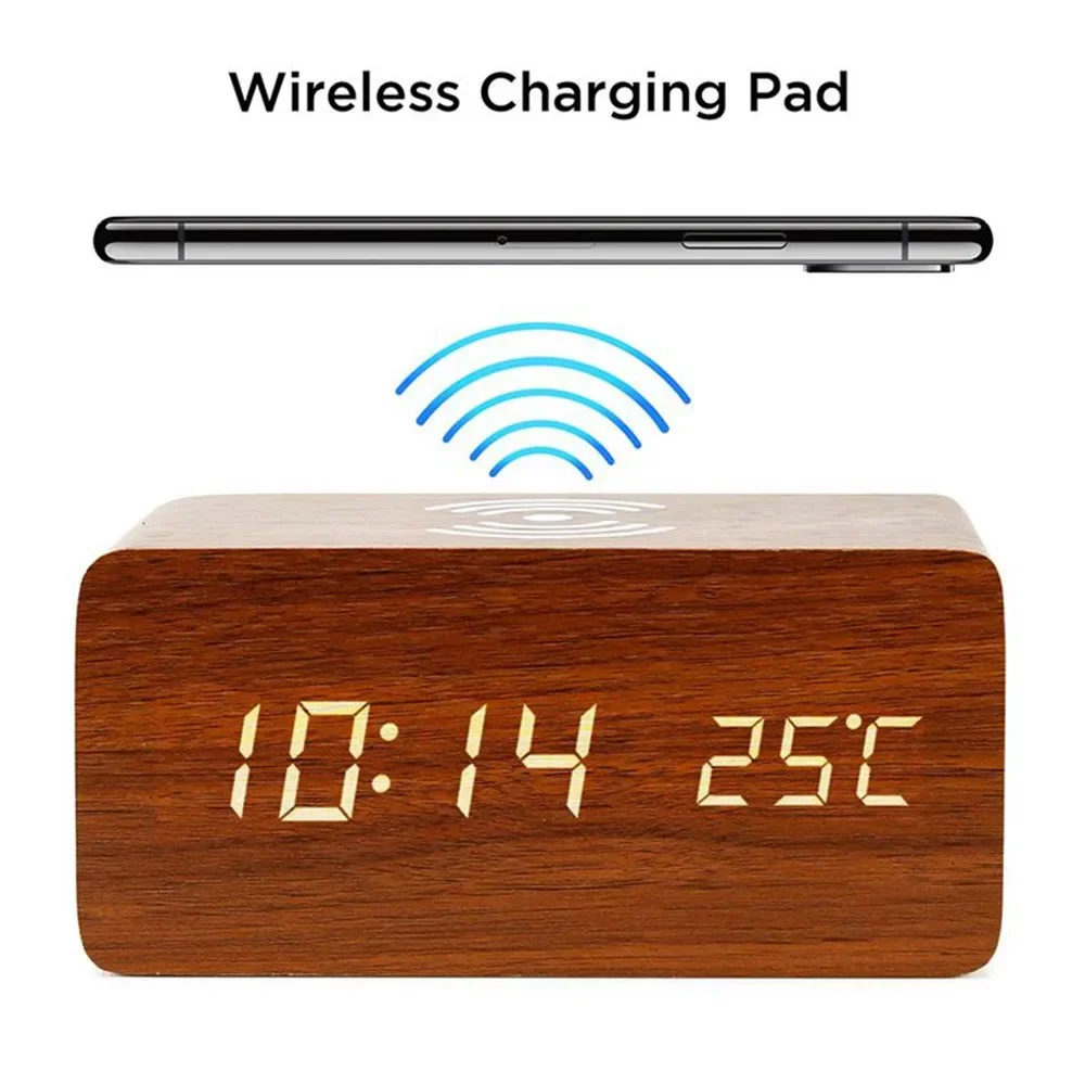 Vintage Alarm Clock - Alarm Clock LED Digital Wooden USB/AAA