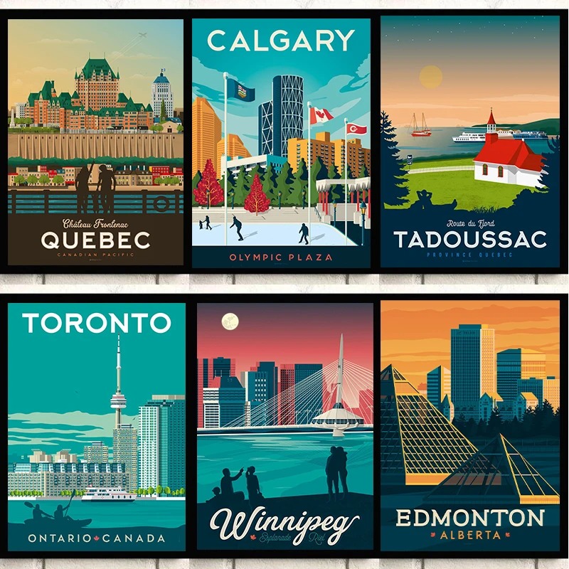 Canada City Travel Poster Queb - đánh giá và giá Home Decor Canada