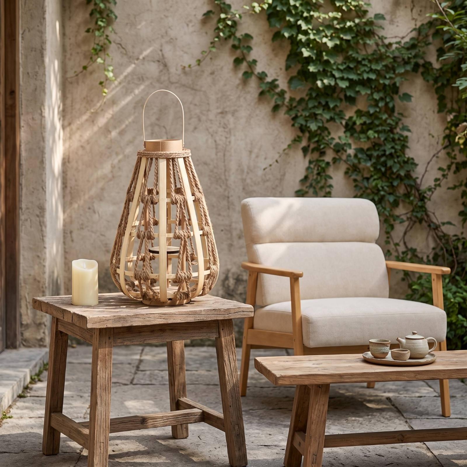 Natural Wood Rope Lantern Cand - đánh giá và giá Home Decor Handmade