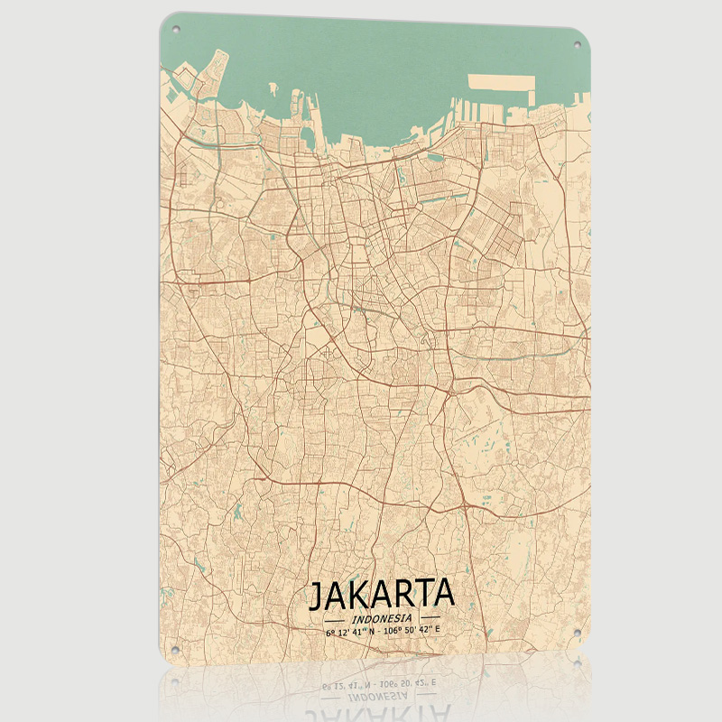 Jakarta Vintage Map Printed Po - đánh giá và giá Home Decor Jakarta