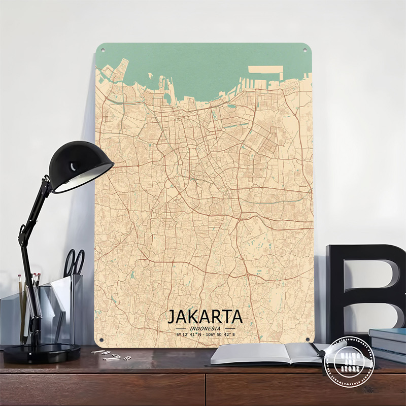 Jakarta Vintage Map Printed Po - đánh giá và giá Home Decor Jakarta