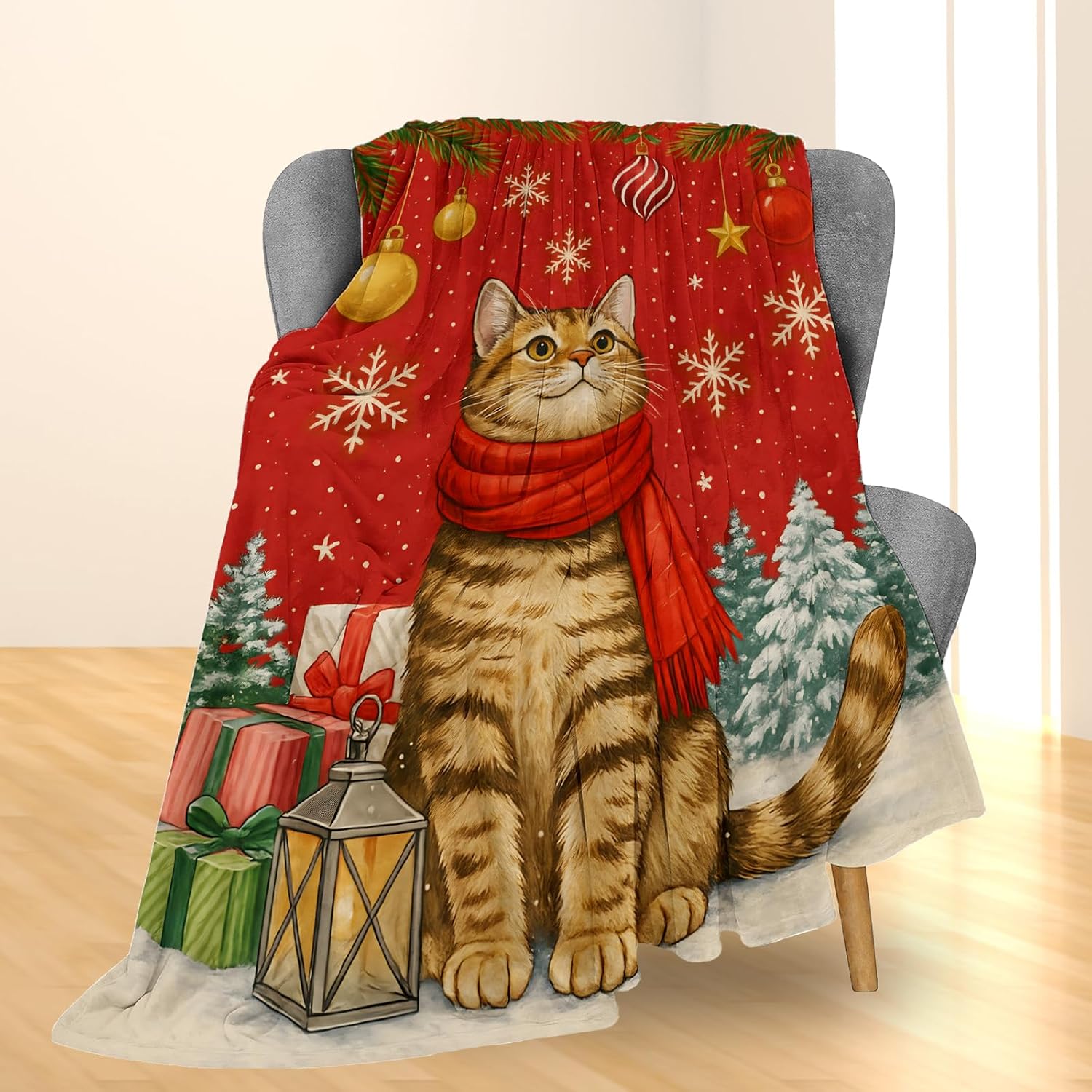 Festive Cat Christmas Throw Bl - đánh giá và giá Home Xmas Decor Ideas