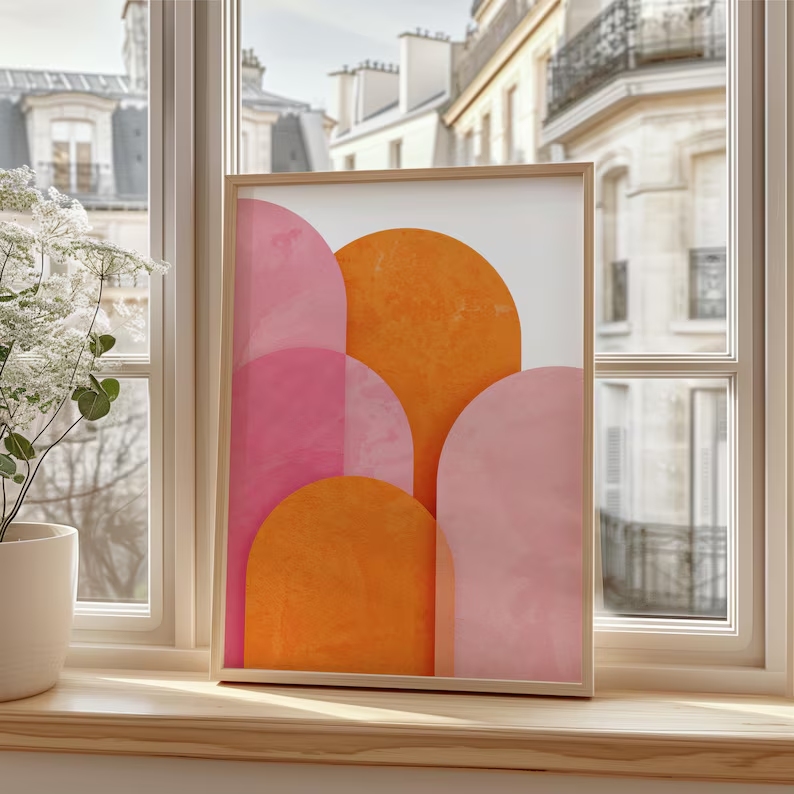 Modern Abstract Colorful Pink  - đánh giá và giá Home Decor Orange