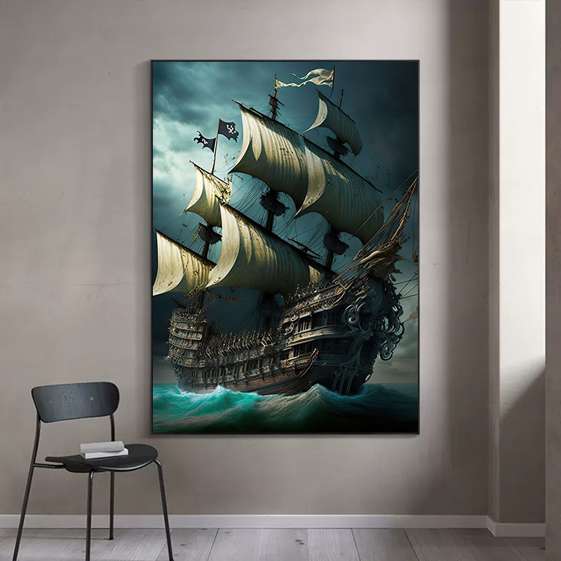 Abstract Pirate Ship Sea Moon  - đánh giá và giá Home Decor Nautical
