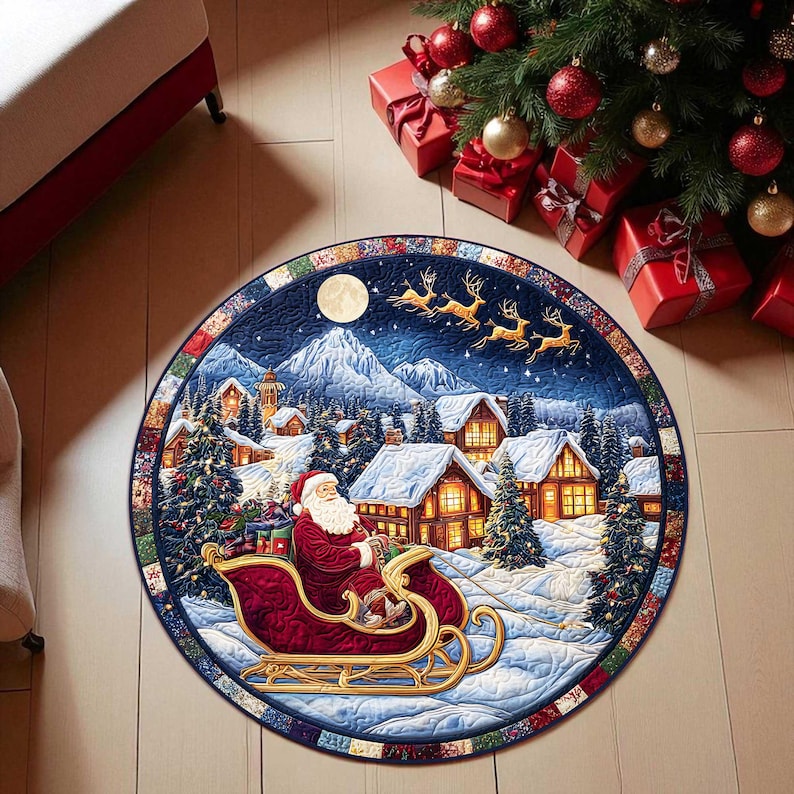 Santa Sleigh Christmas Round D - đánh giá và giá Home Xmas Decor Ideas