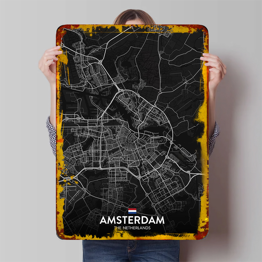 Custom Amsterdam City Map Meta - đánh giá và giá Home Decor Netherlands