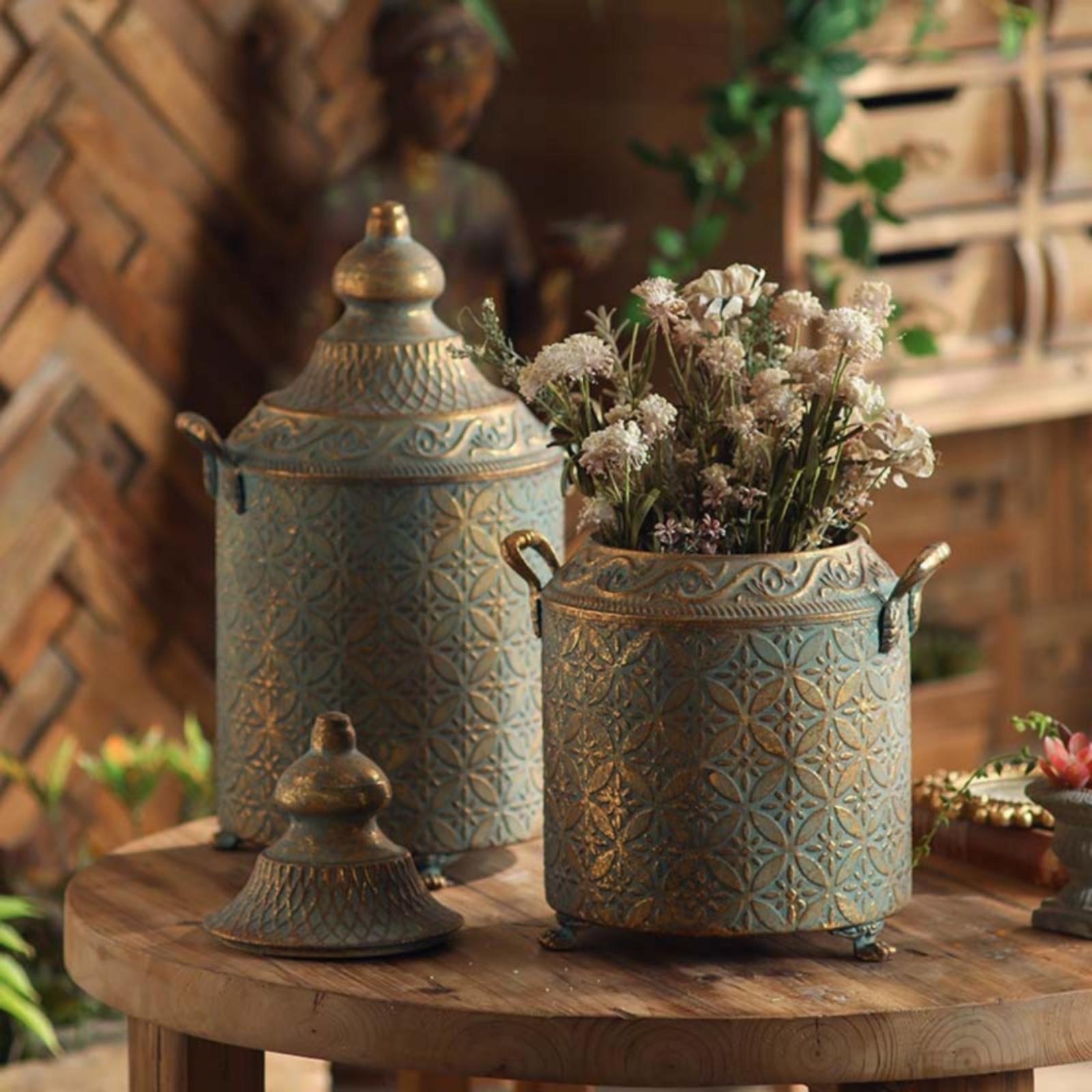 Patina Finished Metal Decorati - đánh giá và giá Home Decor Vase