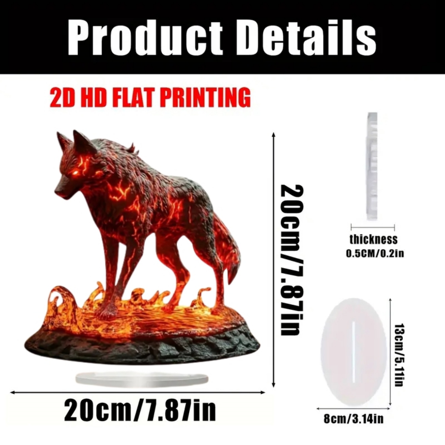 Flame Wolf Statue,2D Flat Acry - đánh giá và giá Home Decor Kit