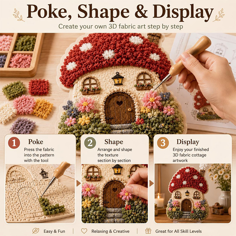 3D Mushroom House Poke Art DIY - đánh giá và giá Home Decor Kit
