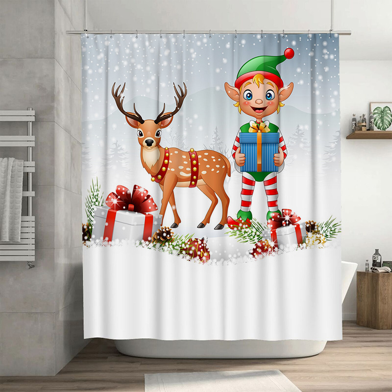 TU Christmas Deer Shower Curta - đánh giá và giá Home Xmas Decor Ideas