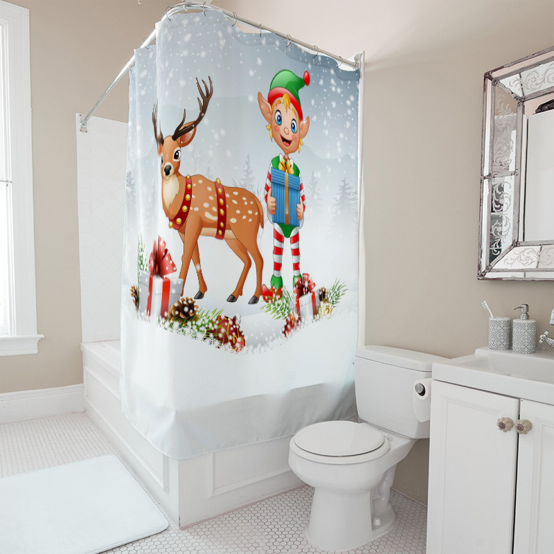 TU Christmas Deer Shower Curta - đánh giá và giá Home Xmas Decor Ideas