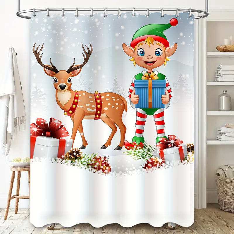 TU Christmas Deer Shower Curta - đánh giá và giá Home Xmas Decor Ideas