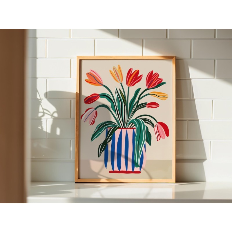 2pcs Tulip Flowers Canvas Wall - đánh giá và giá Home Decor Vase