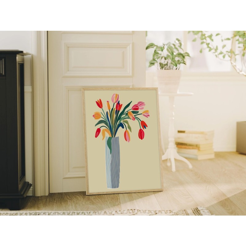 2pcs Tulip Flowers Canvas Wall - đánh giá và giá Home Decor Vase