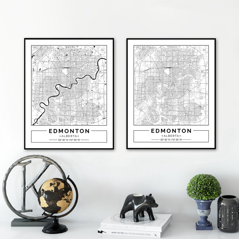 Edmonton Alberta Bản Đồ Đen Vả - đánh giá và giá Home Decor Canada